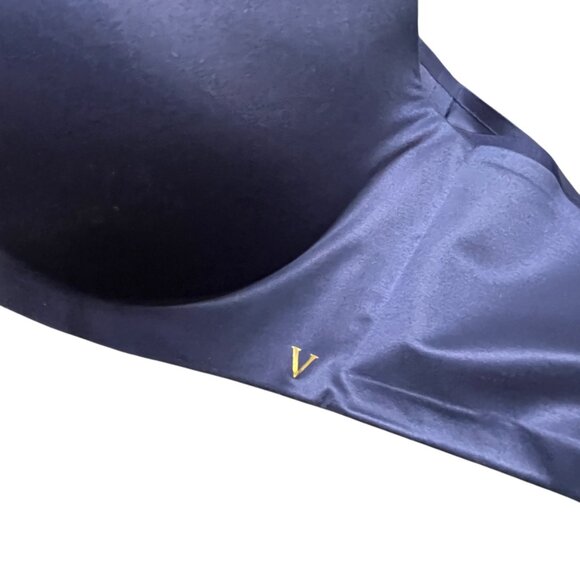 Victorias Secret Bra Lined Semi Demi Bra size 38DD Dark Blue Wireless - Picture 7 of 7